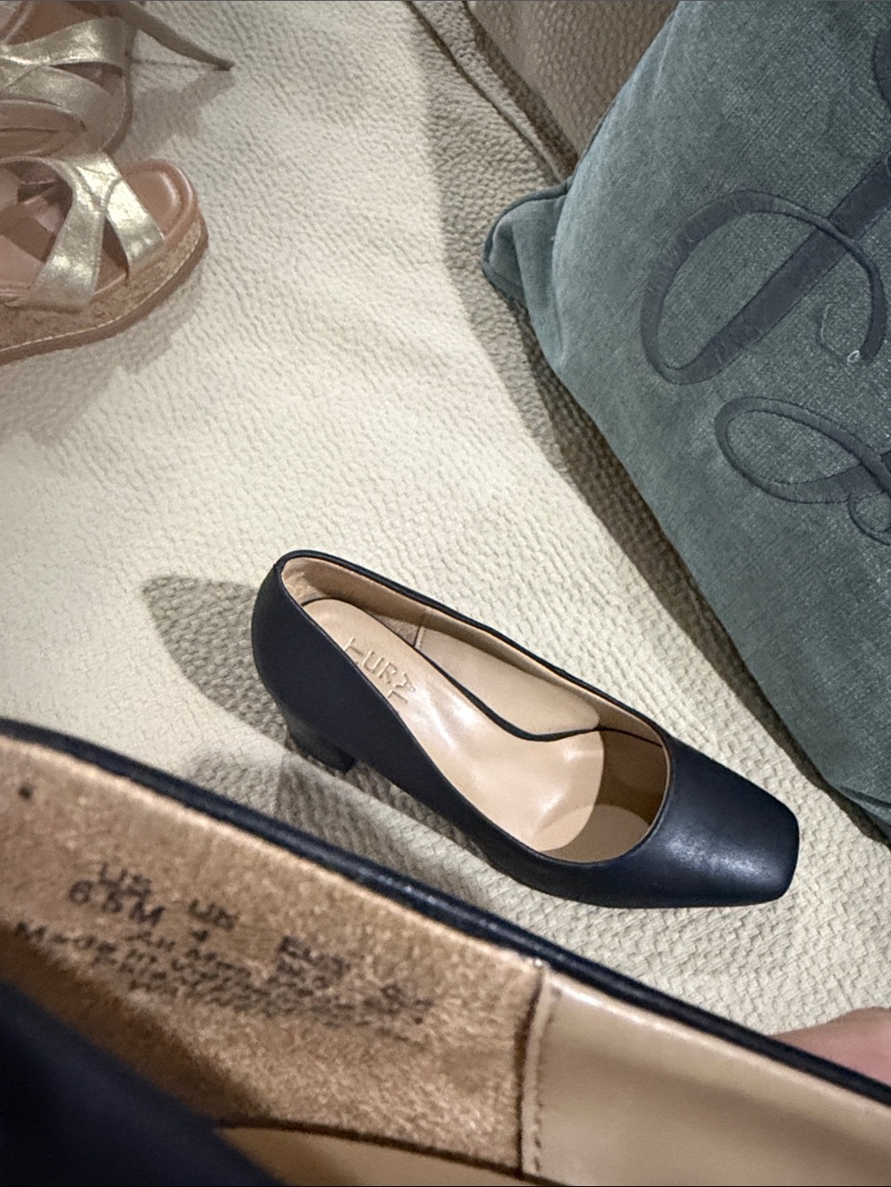 Naturalizer Black Leather Square-Toe Pumps - Picture 6 of 8